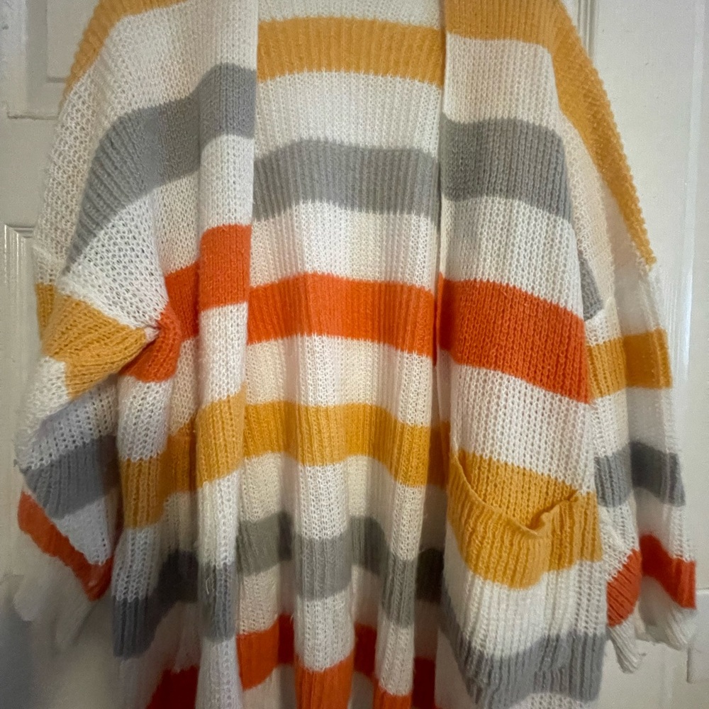 Shein Curve cardigan block print 3x